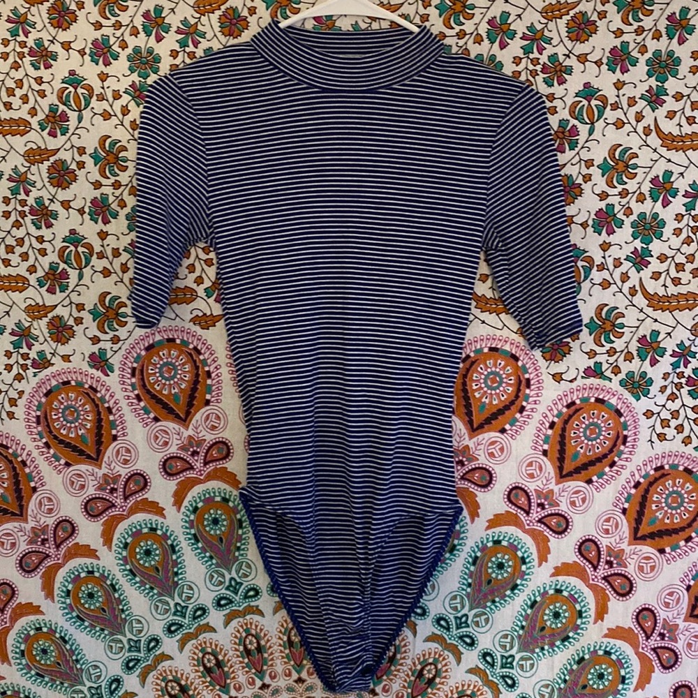 “Heart & Hips” Navy & White Striped Bodysuit
